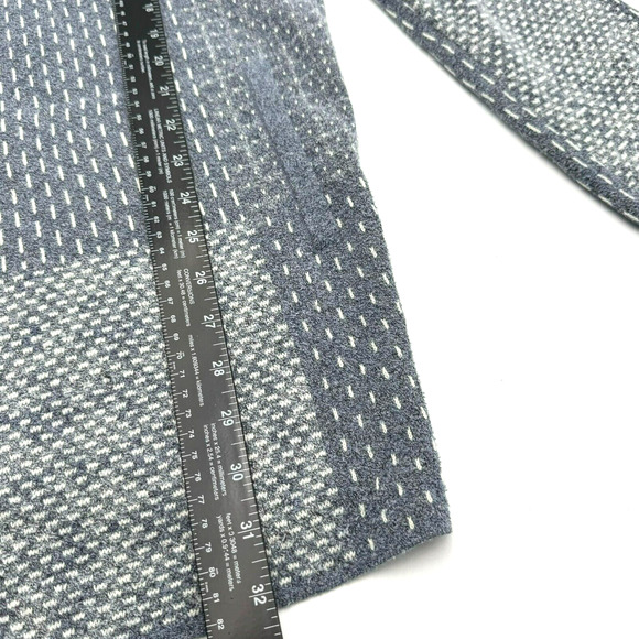 PURE JILL Medium Gray Open Front Long Terry Cardigan Sweater Pockets Embroidered - Picture 10 of 10